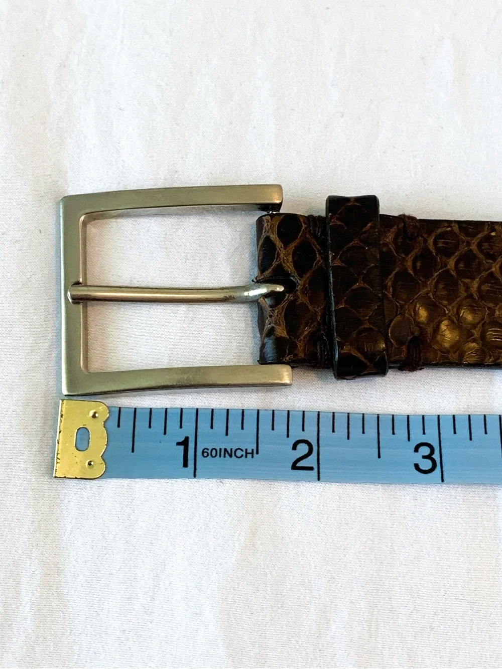 Genuine anaconda snakeskin belt by Trafalgar Luxe brown with brass buckle sz 42